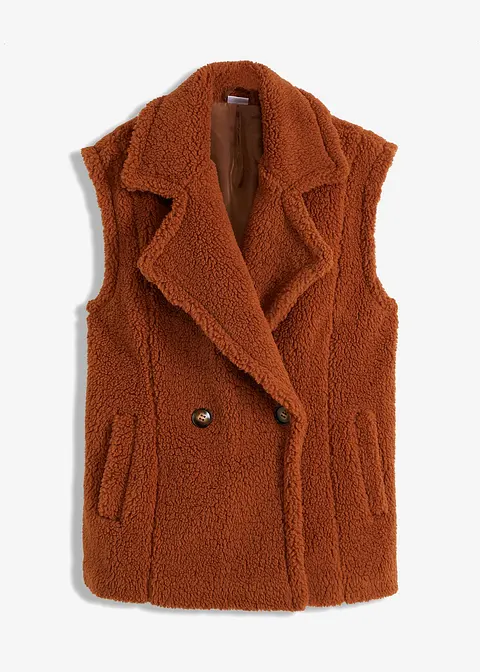Teddy-Weste in braun von vorne - bonprix