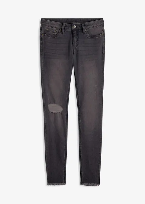 Super Skinny-Jeans Low Waist in schwarz von vorne - bonprix