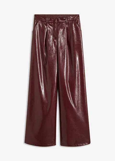 Lederimitat-Hose mit weitem Bein in rot von vorne - bonprix