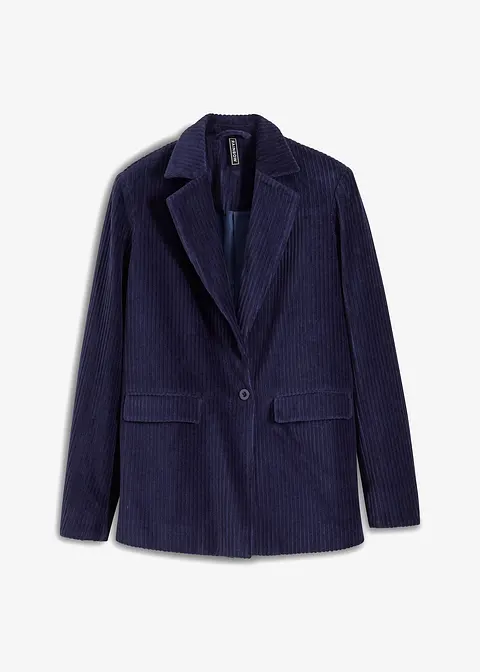 Longblazer aus Ripp-Samt in blau von vorne - bonprix