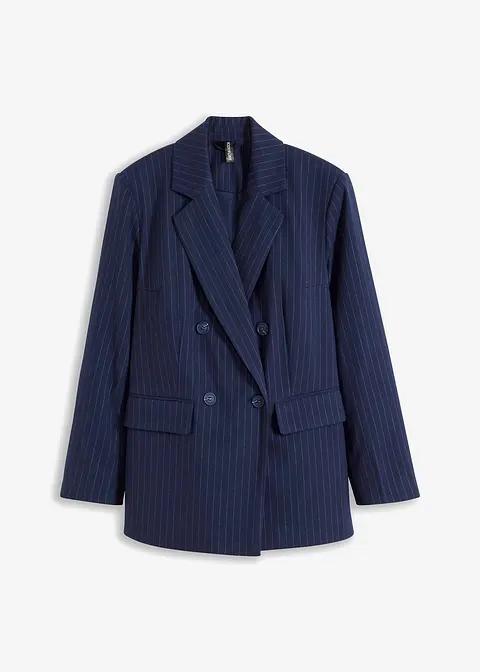 Doppelreihiger Blazer mit Nadelstreifen in blau von vorne - bonprix