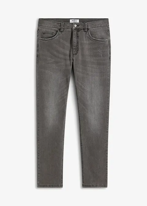 Slim Fit Stretch-Jeans, Straight in grau von vorne - bonprix