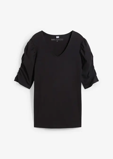Shirt mit Puffärmeln in schwarz von vorne - bonprix