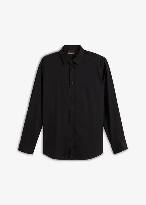 Business-Hemd mit Stretch, Slim Fit in schwarz von vorne - bonprix