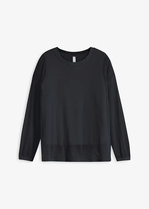 Sweatshirt mit Mesh in schwarz von vorne - bonprix