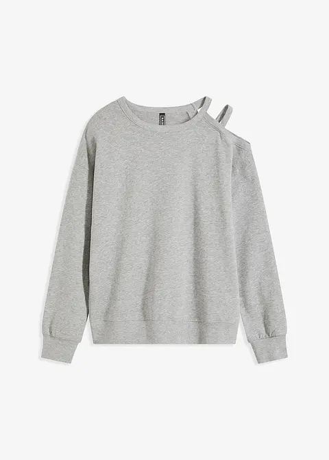 Oversized Sweatshirt mit Cut-Out in grau von vorne - bonprix