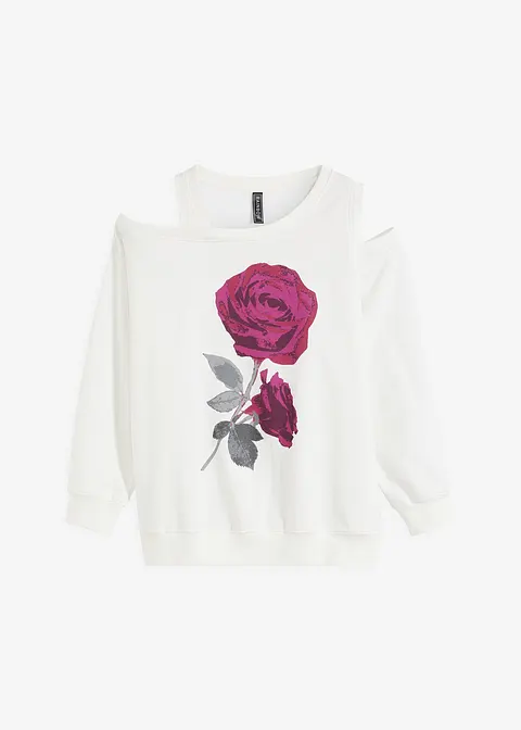 Sweatshirt mit Blumendruck in weiß von vorne - bonprix