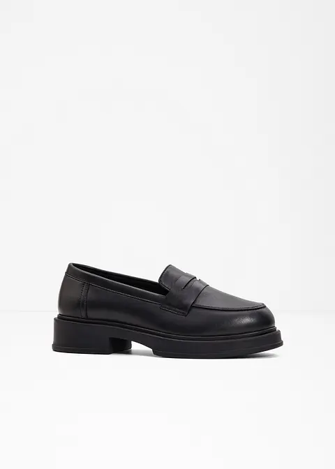 Loafer aus Leder in schwarz von vorne - bonprix