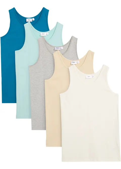 Unterhemd mit weicher Baumwolle (5er Pack) in grau von vorne - bonprix