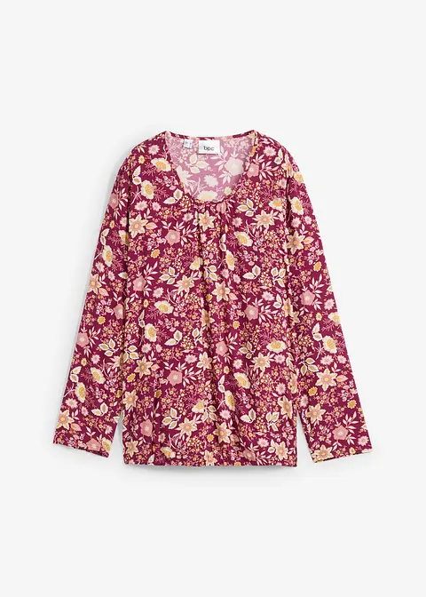 Bluse mit Gummizugbund in lila von vorne - bonprix