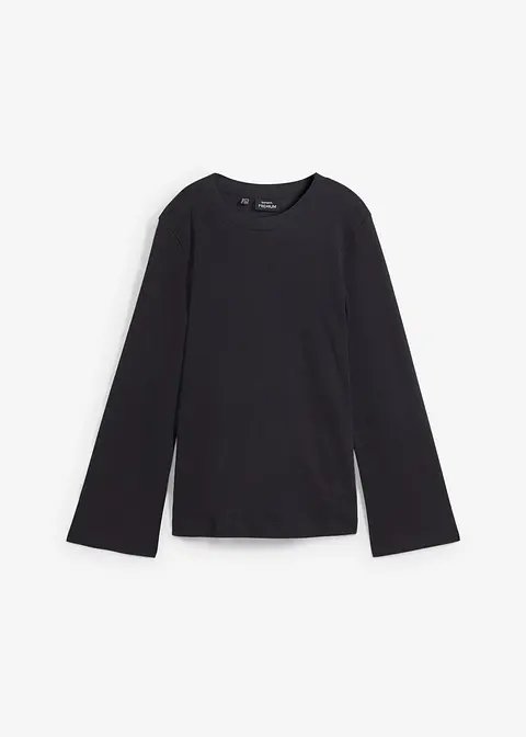 Essential Langarmshirt, schwere Baumwollqualität in schwarz von vorne - bonprix