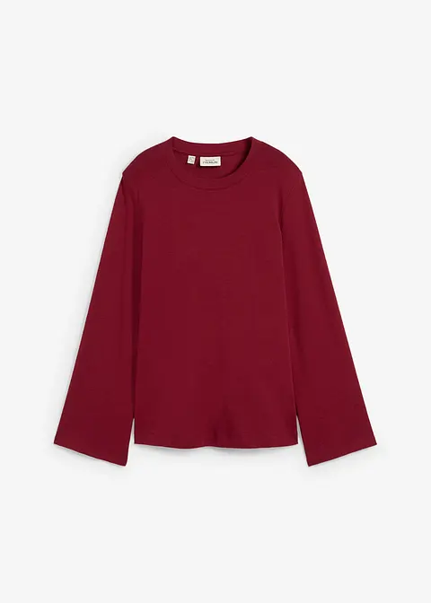 Essential Langarmshirt, schwere Baumwollqualität in rot von vorne - bonprix