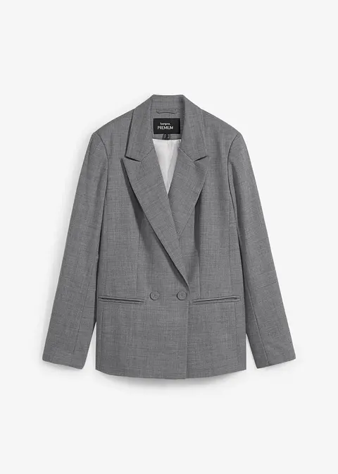 Doppelreihiger Wollblazer in grau von vorne - bonprix