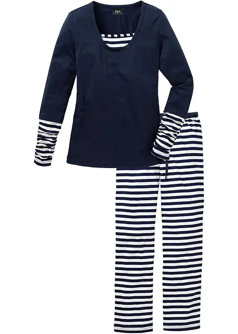 Pyjama in blau von vorne - bonprix