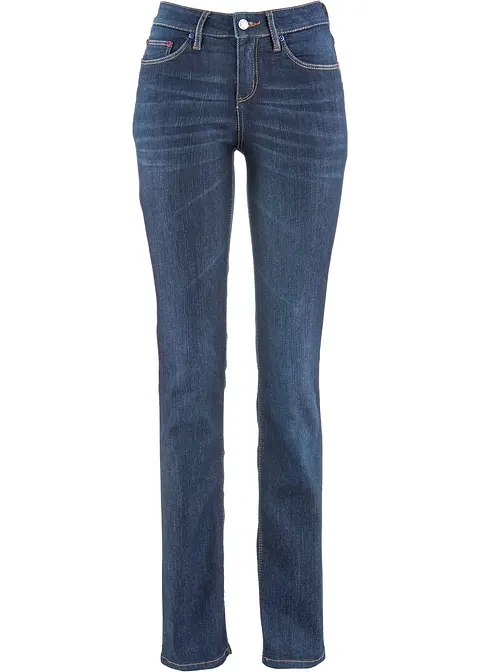 Straight Jeans Mid Waist, Stretch in blau von vorne - bonprix