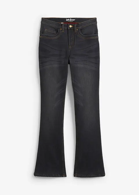 Stretch-Thermojeans, Bootcut in schwarz von vorne - bonprix