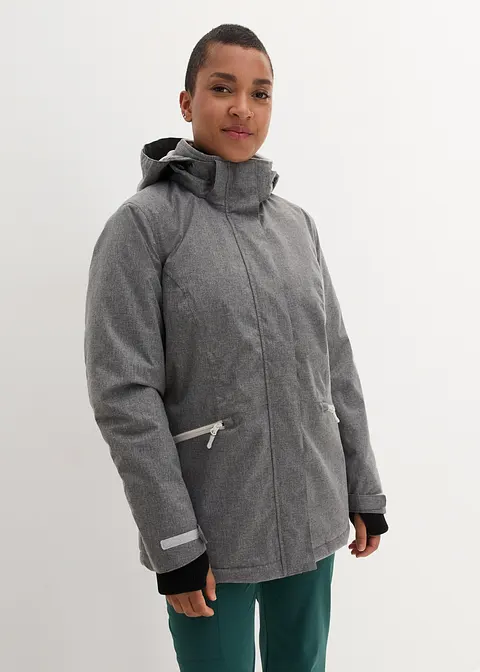 Outdoor-Funktions-Jacke, wasserdicht in grau von vorne (im Anschnitt) - bonprix