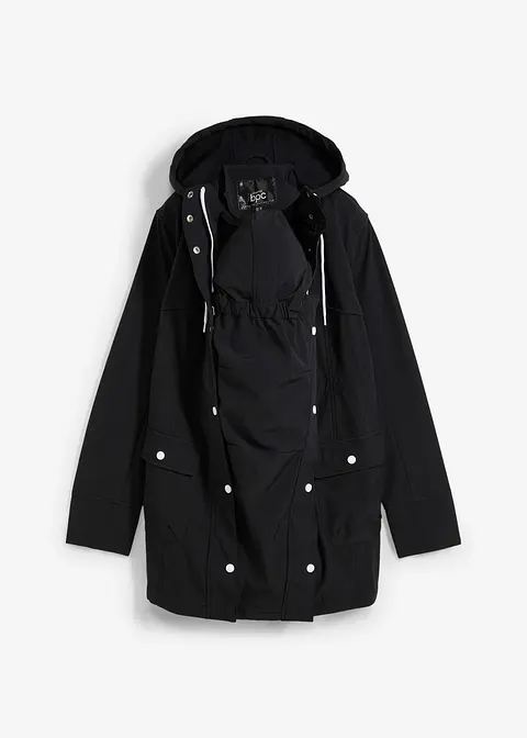 Softshell-Tragejacke / Softshell-Umstandsjacke in schwarz von vorne - bonprix