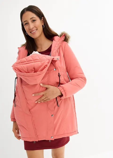 3-in-1 Umstandsparka mit Trageeinsatz in rosa von vorne (im Anschnitt) - bonprix