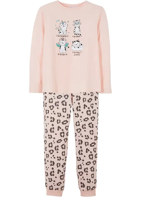 Pyjama (2-tlg. Set) mit Bio-Baumwolle in rosa von vorne - bonprix