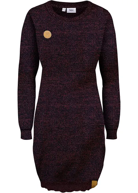 Strickkleid mit Lederimitat-Details in rot von vorne - bonprix