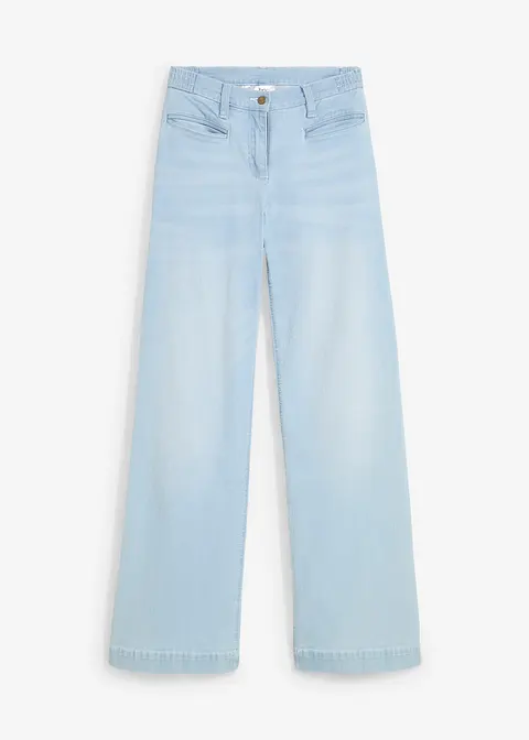 Wide Leg Jeans Mid Waist in blau von vorne - bonprix