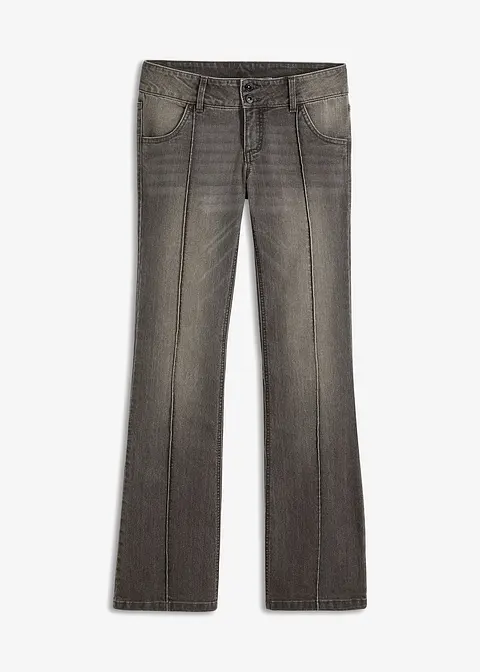 Flared Jeans Low Waist in grau von vorne - bonprix