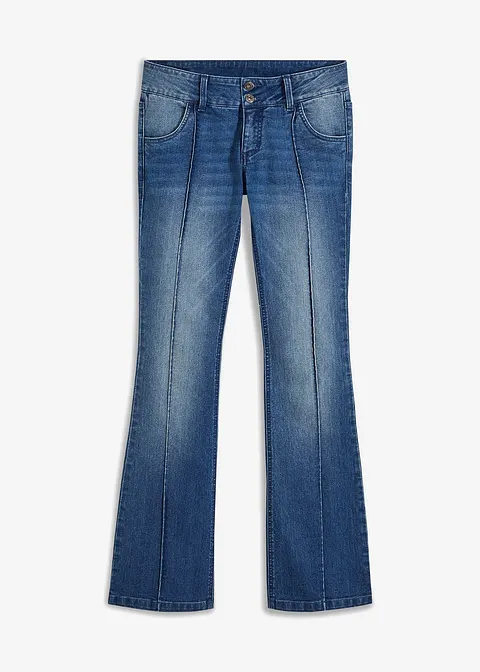 Flared Jeans Low Waist in blau von vorne - bonprix