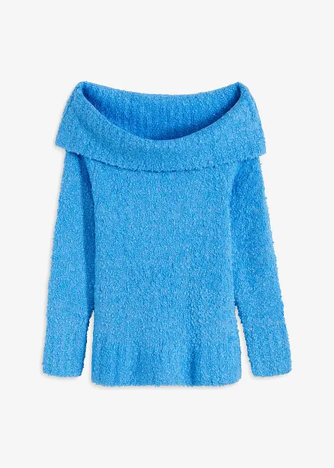 Off Shoulder Pullover in blau von vorne - bonprix