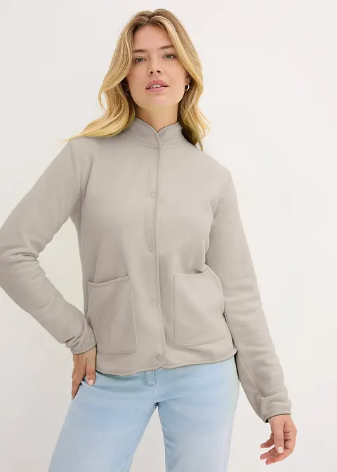 Fleecejacke in grau von vorne (im Anschnitt) - bonprix