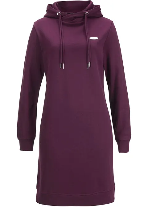 Sweatkleid mit Kapuze in lila von vorne - bonprix