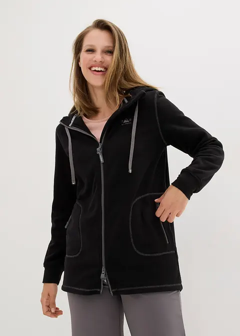 Fleecejacke mit Reißverschluss-Taschen in schwarz von vorne (im Anschnitt) - bonprix