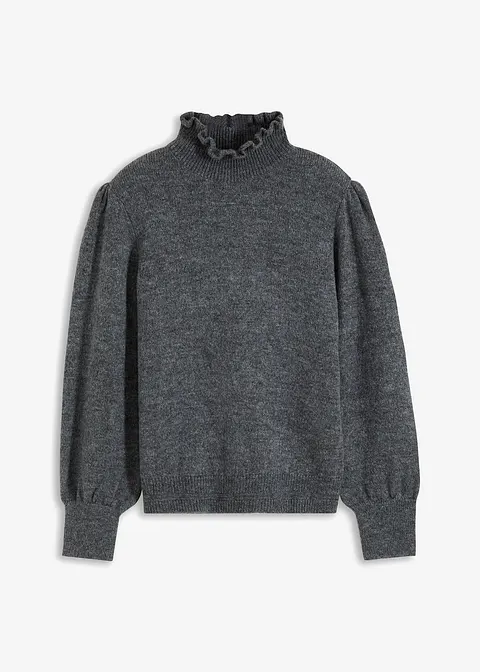 Rollkragenpullover in grau von vorne - bonprix