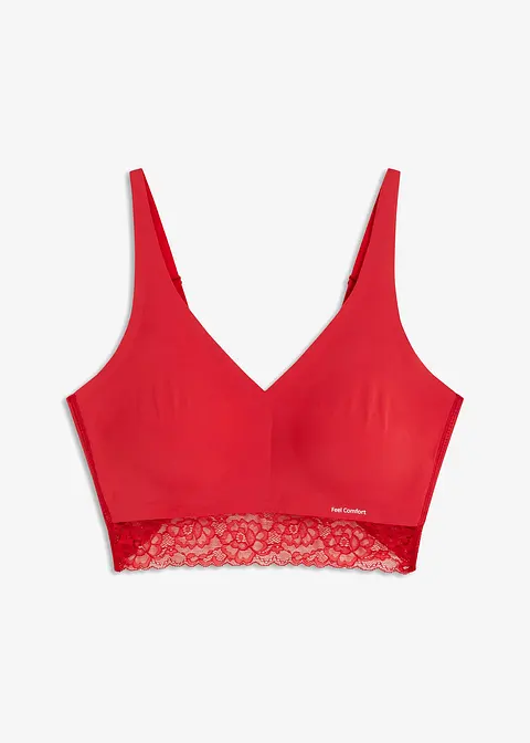 Wattiertes Feel Comfort  Seamless Bralette in rot von vorne - bonprix