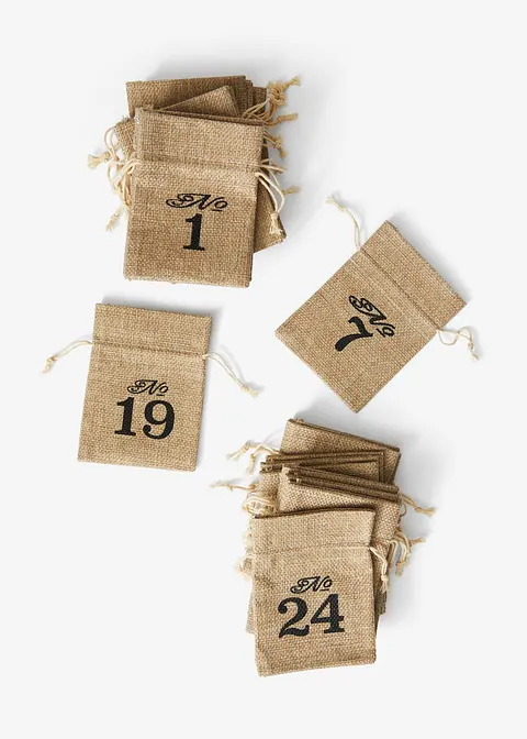 Adventskalender mit 24 Säckchen in beige von vorne - bonprix