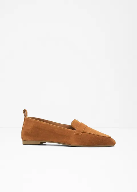 Loafer aus Leder in braun von vorne - bonprix