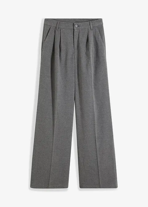 Weite Bundfaltenhose in grau von vorne - bonprix