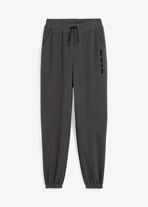 Jungen Jogginghose aus Fleece in grau von vorne - bonprix