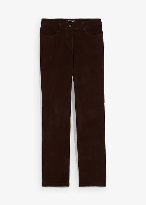 Stretch-Cordhose, Straight in braun von vorne - bonprix