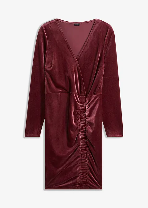 Samt-Kleid mit Raffung in rot von vorne - bonprix