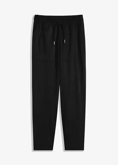 Jogg-Pants aus Velourlederimitat in schwarz von vorne - bonprix