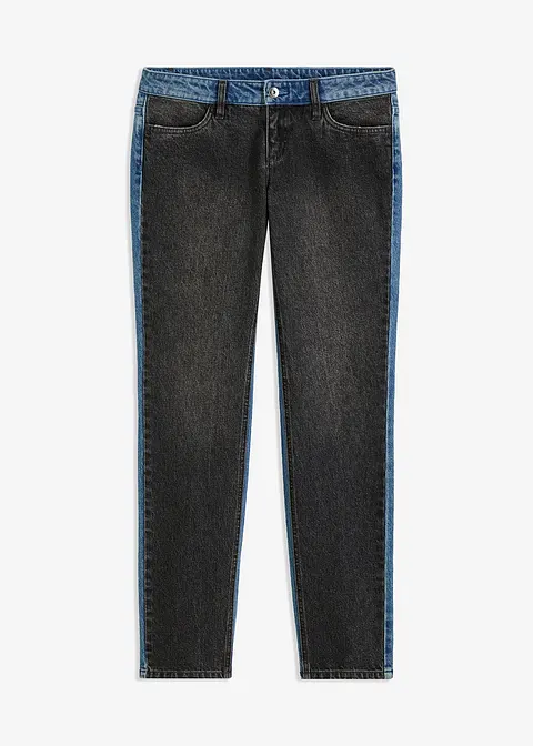 Straight-Jeans, Low Waist, Color Blocking in grau von vorne - bonprix