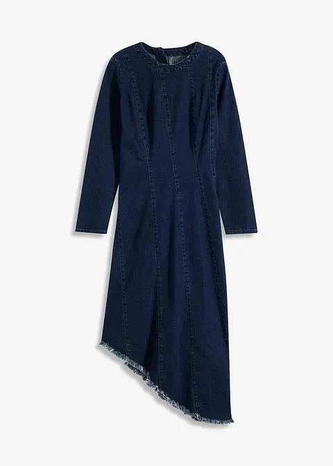 Jeanskleid asymmetrisch in blau von vorne - bonprix