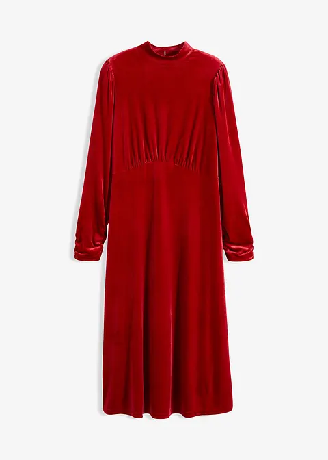 Midikleid aus softem Samt in rot von vorne - bonprix