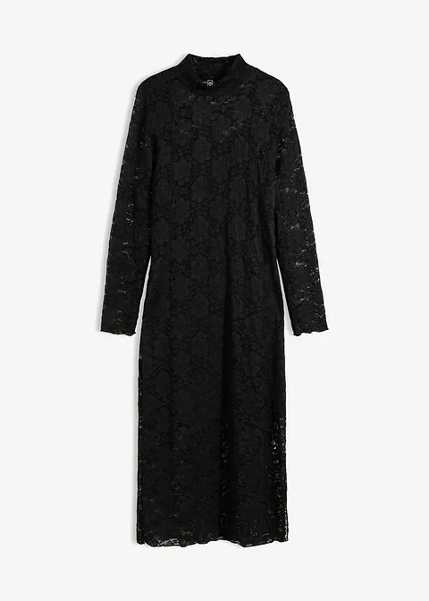 Maxikleid aus Spitze in schwarz von vorne - bonprix