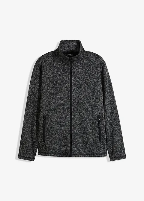 Strick-Fleecejacke mit Teddyfutter in grau von vorne - bonprix