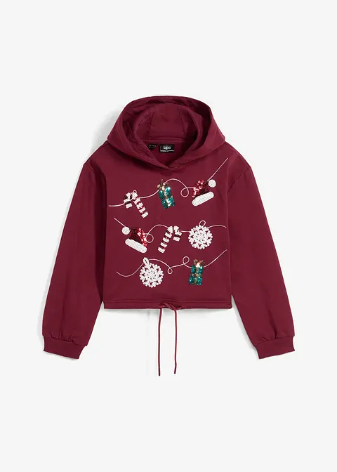 Sweatshirt aus reiner Bio-Baumwolle in rot von vorne - bonprix