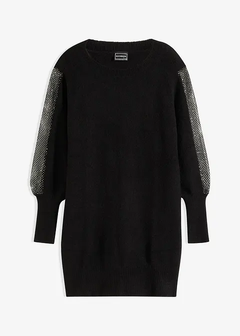 Strickkleid mit Glitzerdetail in schwarz von vorne - bonprix