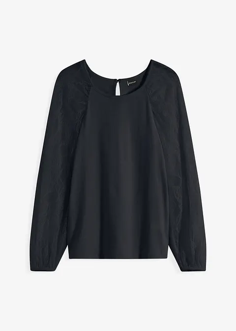 Spitzen-Shirt in schwarz von vorne - bonprix