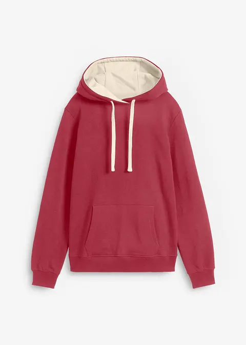 Kapuzensweatshirt mit Kontrastdetails aus Bio-Baumwolle in rot von vorne - bonprix